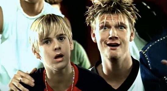 Screenshot of Aaron and Nick Carter from Not Too Young, Not Too Old music video