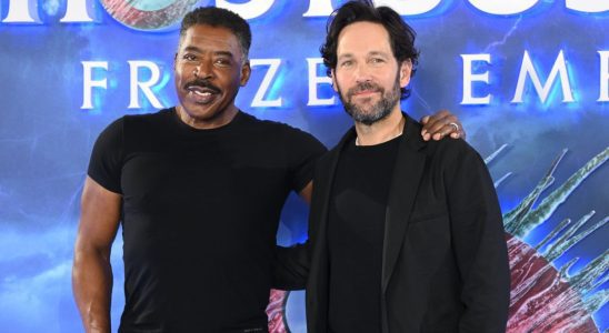 Ernie Hudson and Paul Rudd attend the photocall for "Ghostbusters: Frozen Empire" at Claridge