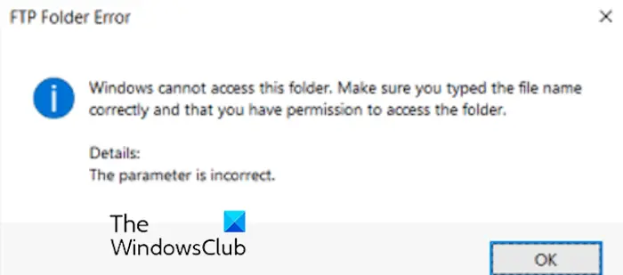 Erreur de dossier FTP, Windows ne peut pas accéder à ce dossier