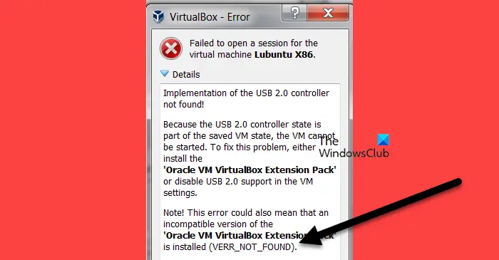 Impossible d'ouvrir la session invité : erreur VERR_NOT_FOUND VirtualBox