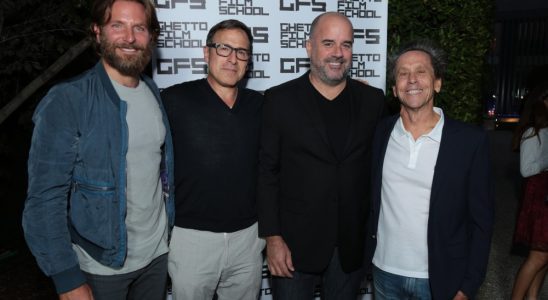 Bradley Cooper, David O. Russell, Ghetto Film School Founder Joe Hall, and Brian Grazer pose together at the Los Angeles Ghetto Film School Gala at a private residence in Santa Monica, CA on October 6, 2016.

(Photo: Alex J. Berliner / ABImages )