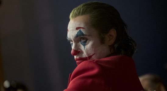 Joaquin Phoenix made up as Joker