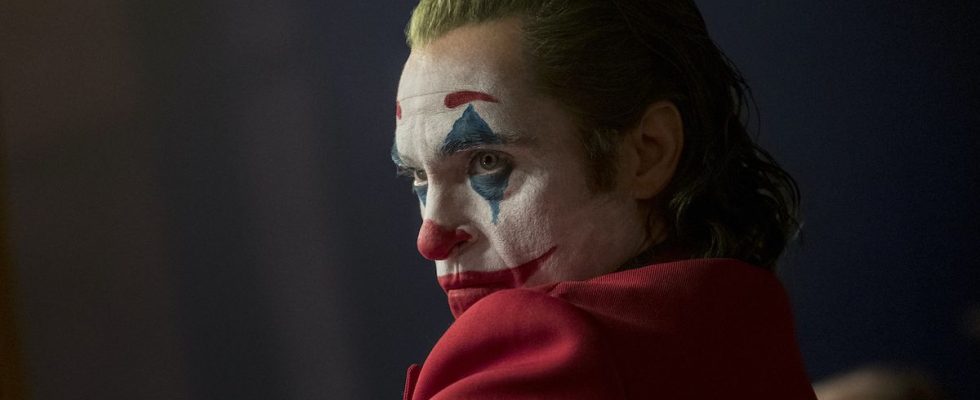 Joaquin Phoenix made up as Joker