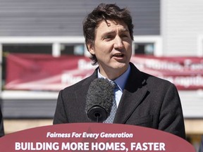 Le premier ministre Justin Trudeau fait une annonce en matière de logement à Dartmouth, en Nouvelle-Écosse, le mardi 2 avril 2024.