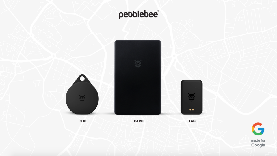 Une image de trois nouveaux trackers Pebblebee.