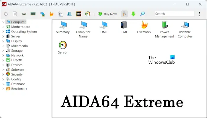 Logiciel de diagnostic d'analyse comparative Windows AIDA64 Extreme