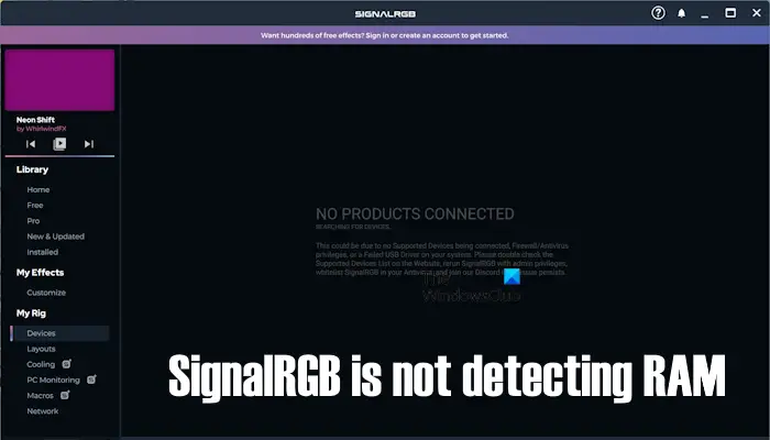 SignalRGB ne détecte pas la RAM
