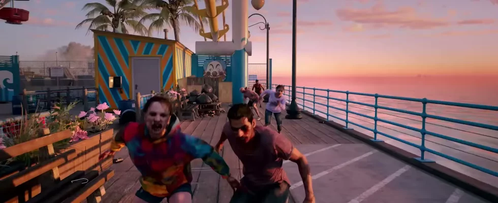 Dead Island 2, with two zombies running towards the player.