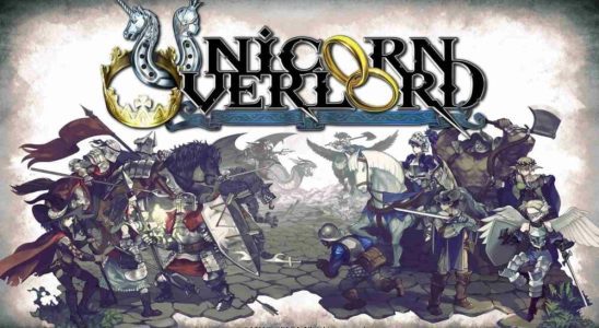 Fantasy game "Unicorn Overlord" logo and characters illustration.