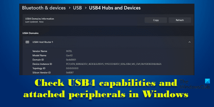 Vérifiez les capacités USB4 et les périphériques connectés