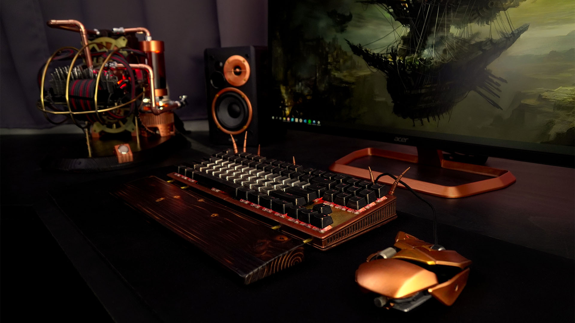 Le PC steampunk construit avec un moniteur et un clavier personnalisé