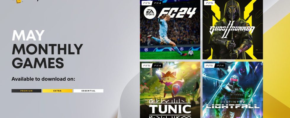 PlayStation Plus Monthly Games for May: EA Sports FC 24, Ghostrunner 2, Tunic, Destiny 2: Lightfall 