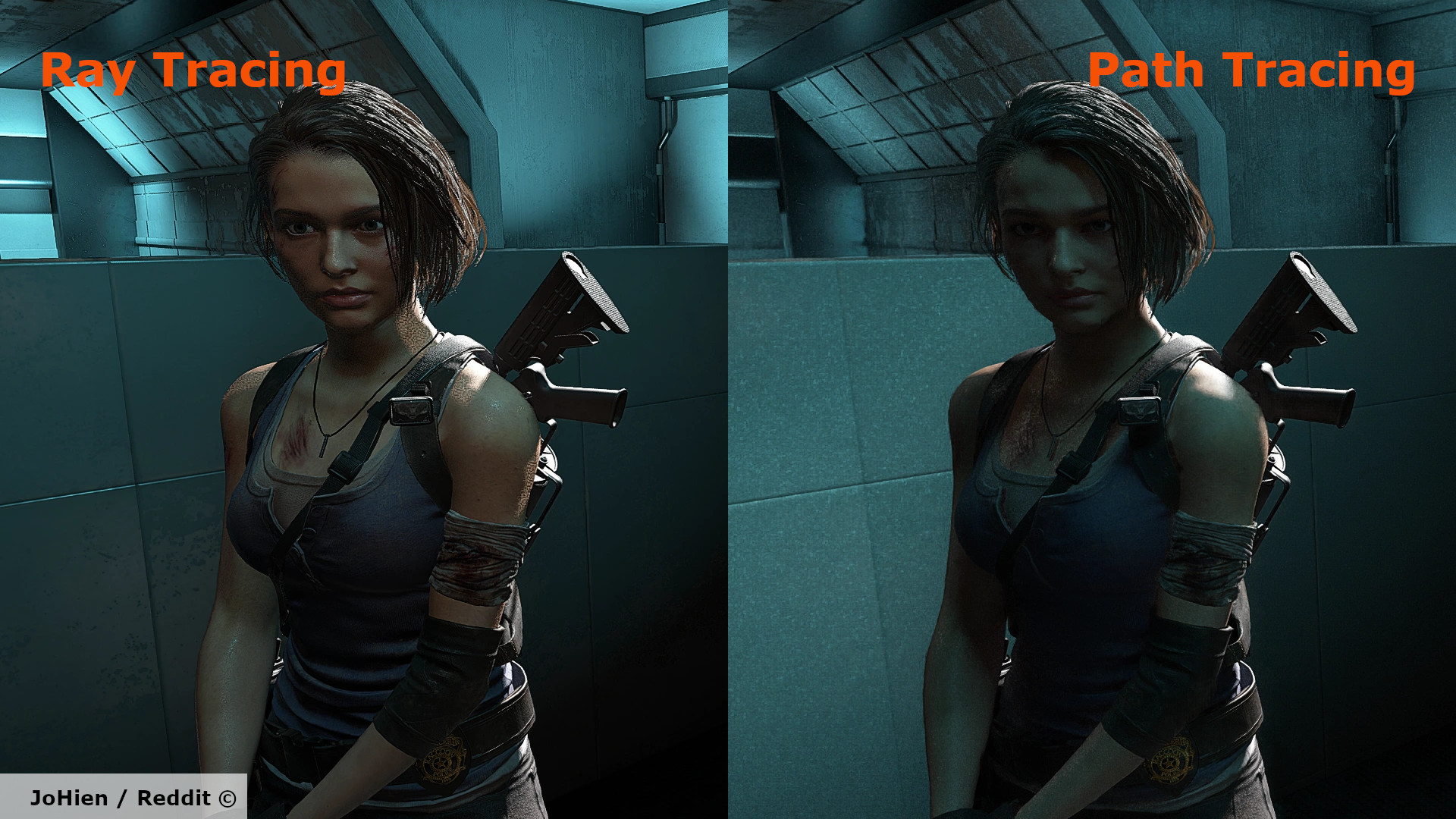 Une comparaison du lancer de rayons et du tracé de chemin dans Resident Evil 3