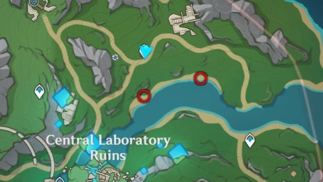Carte de quelques emplacements mek dans Genshin Impact