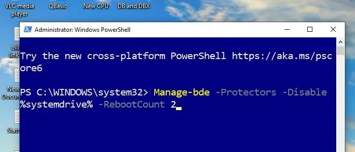 La mise à jour du démarrage ecure de la commande Windows PowerShell n'a pas été appliquée