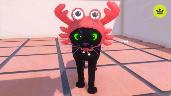 Xbox Game Pass Little Kitty Big City : un mignon chat noir coiffé d'un chapeau en forme de crabe