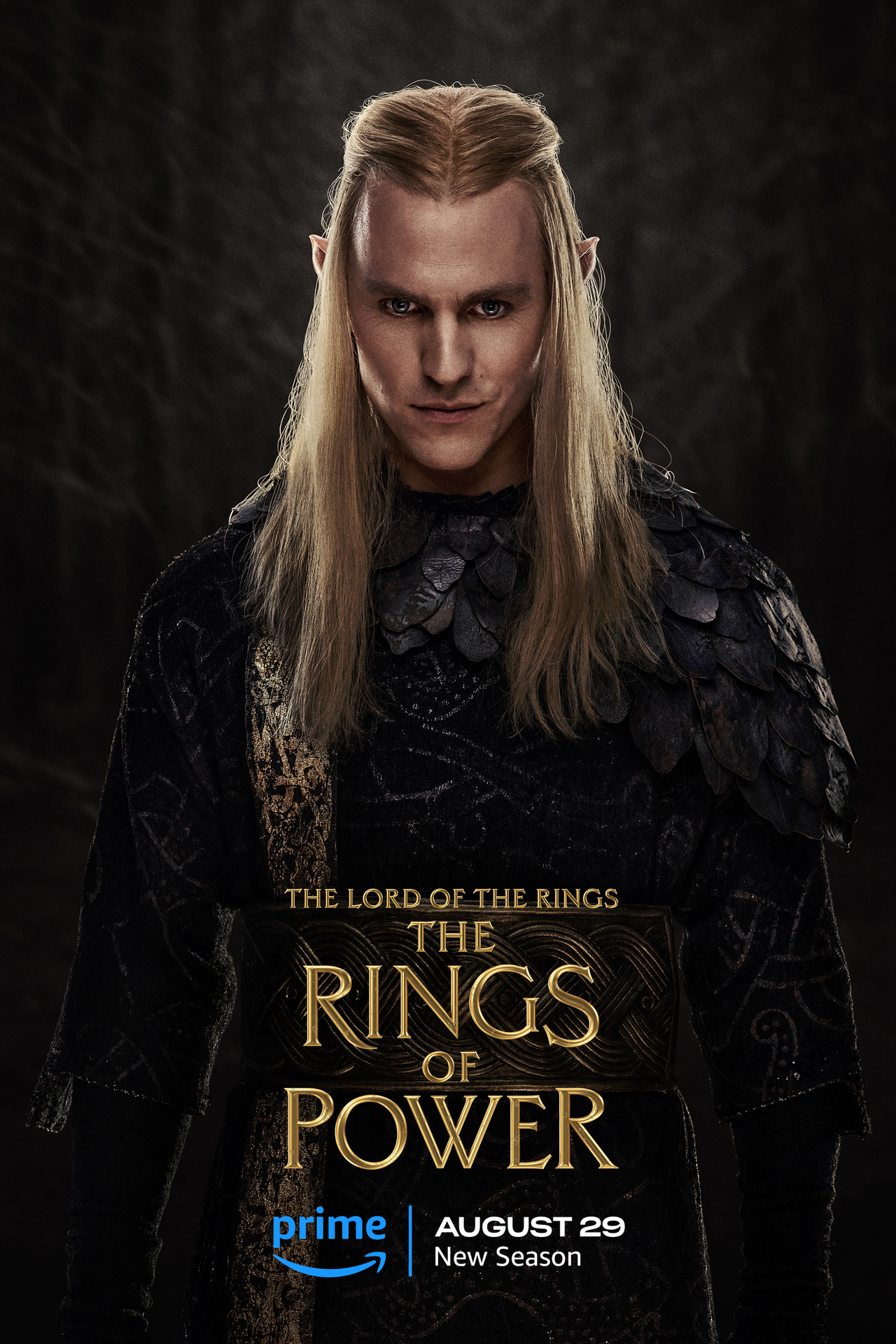Charlie Vickers dans le rôle de Sauron dans l'art clé de Le Seigneur des Anneaux : Les Anneaux du Pouvoir Saison 2