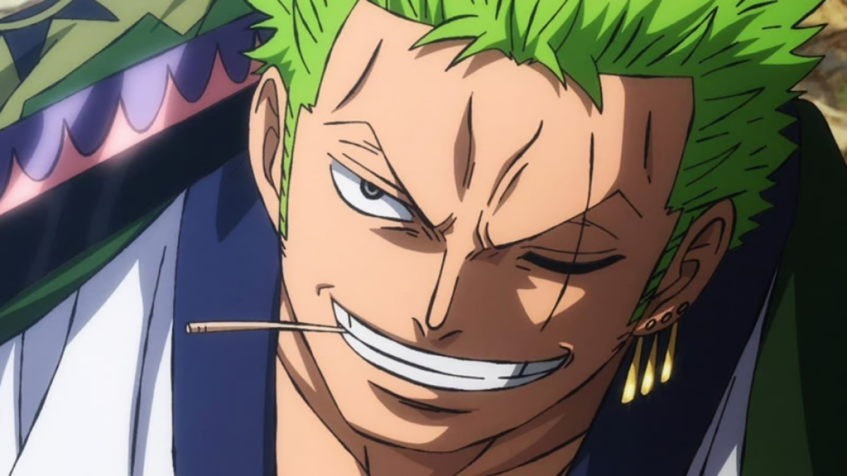 Zoro sourit avec un cure-dent.  Cette image fait partie d'un article sur One Piece : Tous les chapeaux de paille classés par popularité
