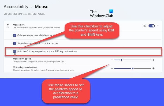 Paramètres des touches de la souris dans l'application Paramètres Windows