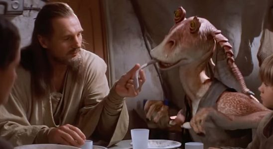 Jar Jar Binks being Jar Jar Binks, in Star Wars: Episode I: The Phantom Menace