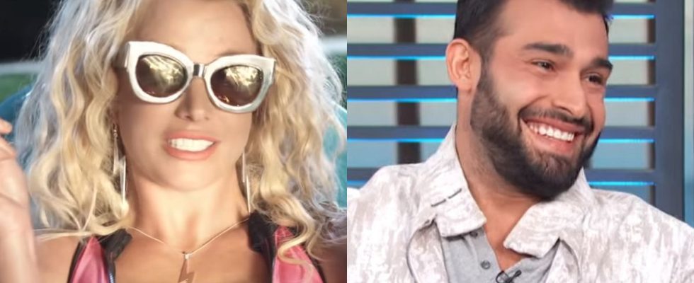 Britney Spears and Sam Asghari in respective projects.