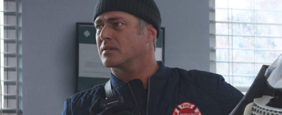 Severide looking at Stella in a falling car in Chicago Fire Season 12x10