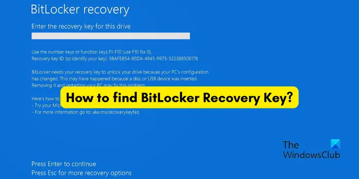 Clé de récupération BitLocker perdue