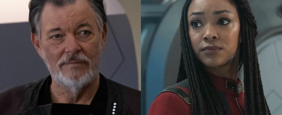 Jonathan Frakes and Sonequa Martin-Green in Picard and Discovery