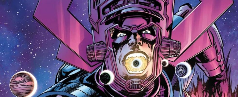 Bigger-than-normal Galactus about to swallow an entire planet