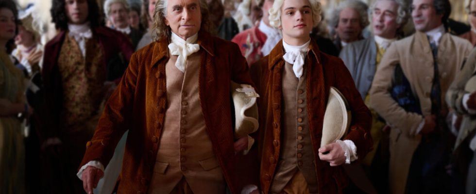 Michael Douglas and Noah Jupe as Temple Franklin in Franklin