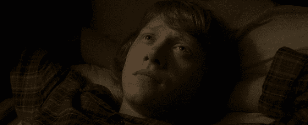 Rupert Grint as Ron in bed during Harry Potter 6