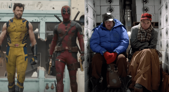 Deadpool and Wolverine from Deadpool 3 trailer/Steve Martin and John Candy in refrigerator truck scene in Planes Trains and Automobiles (side by side)