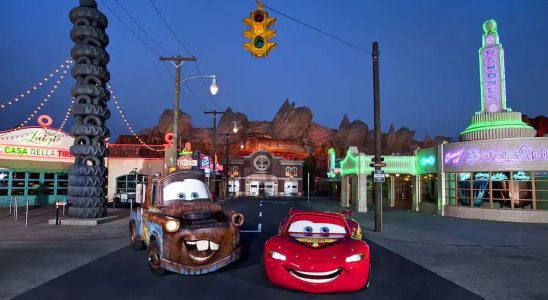 Lightning Mc Queen and Mater at Cars Land at Disney California Adventure