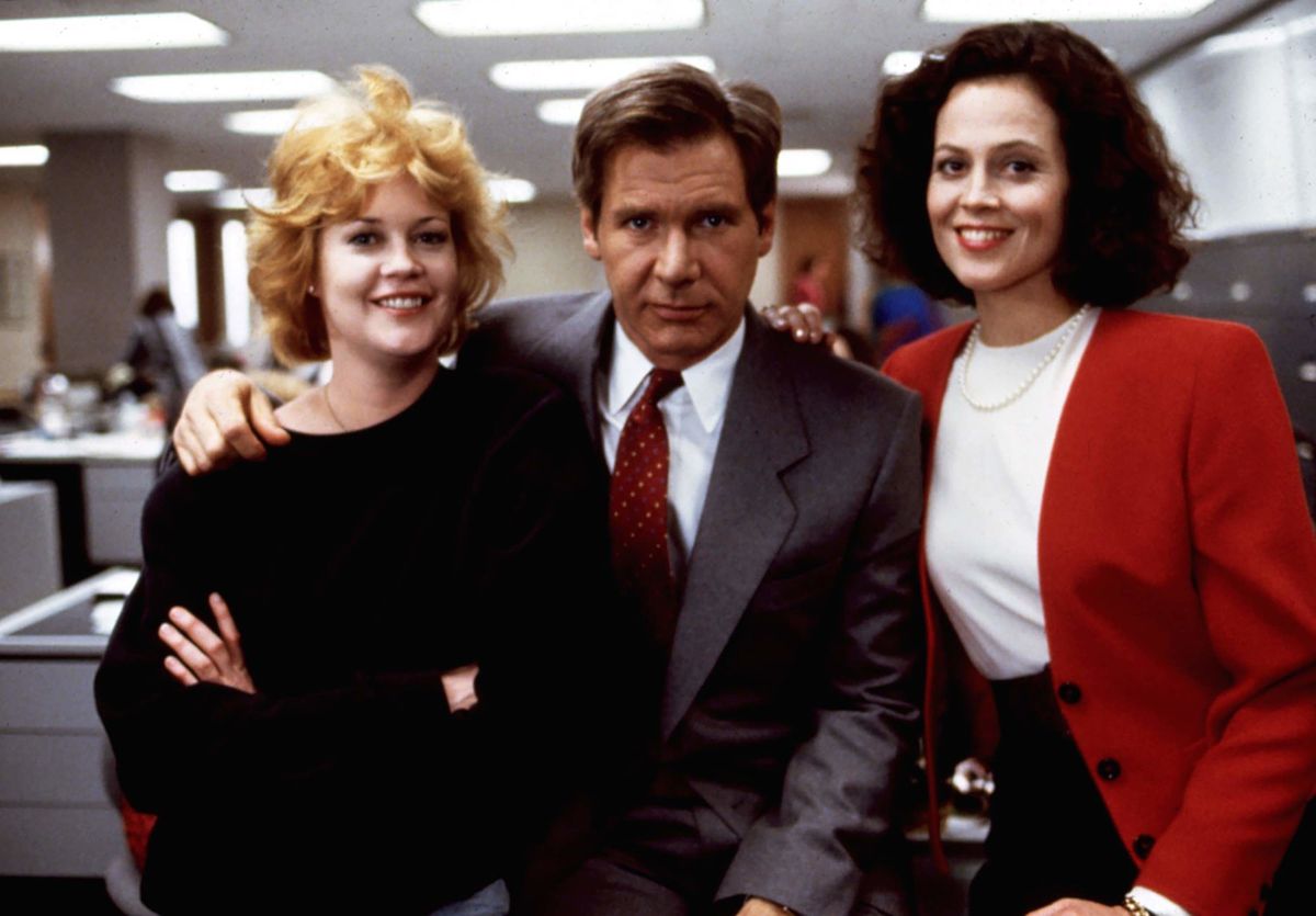 Melanie Griffith, Harrison Ford et Sigourney Weaver dans Working Girl.