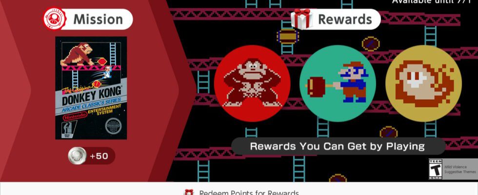 Icônes Donkey Kong ajoutées à Nintendo Switch Online