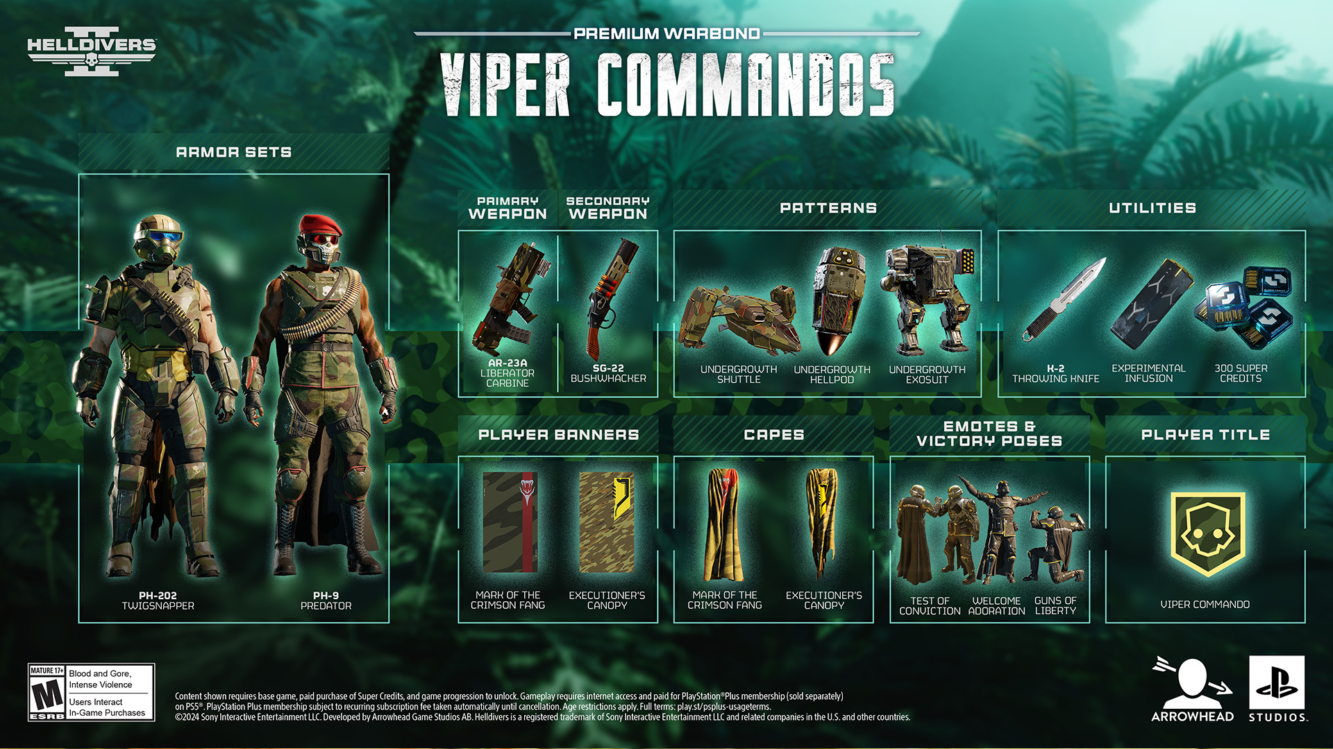 Helldivers 2 Viper Commandos premium warbond - Un graphique montrant tout dans le nouveau pass.