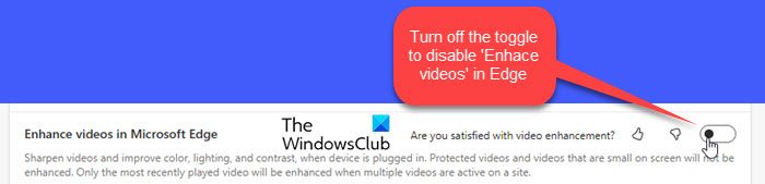 Désactiver l'amélioration de la qualité vidéo dans Microsoft Edge