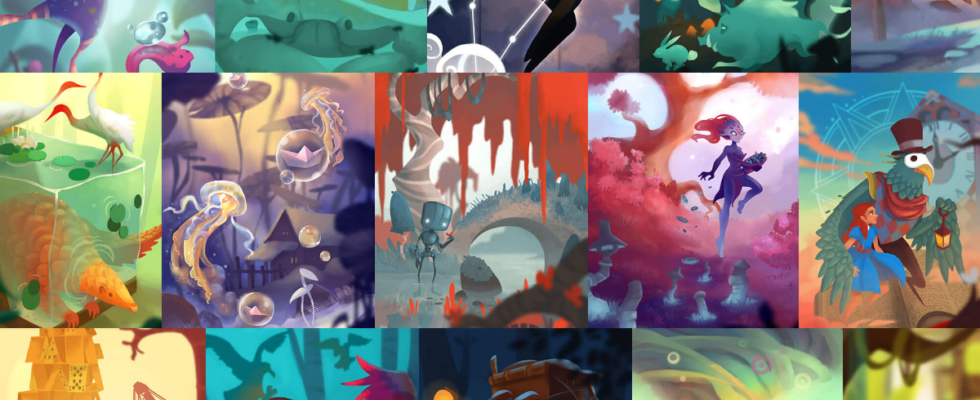 A series of colourful images from the Muse card game