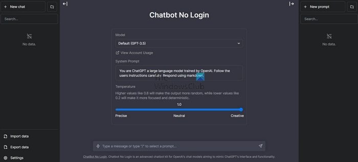Chatbot Pas de connexion