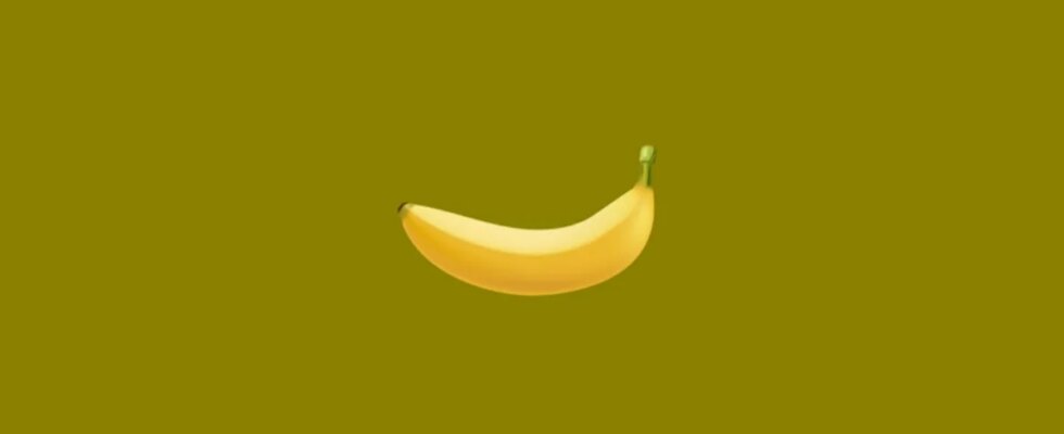 An image of a banana in the middle of the screen.