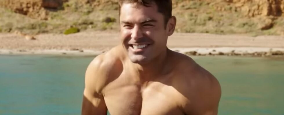 Zac Efron shirtless on boat in Down to Earth with Zac Efron: Down Under