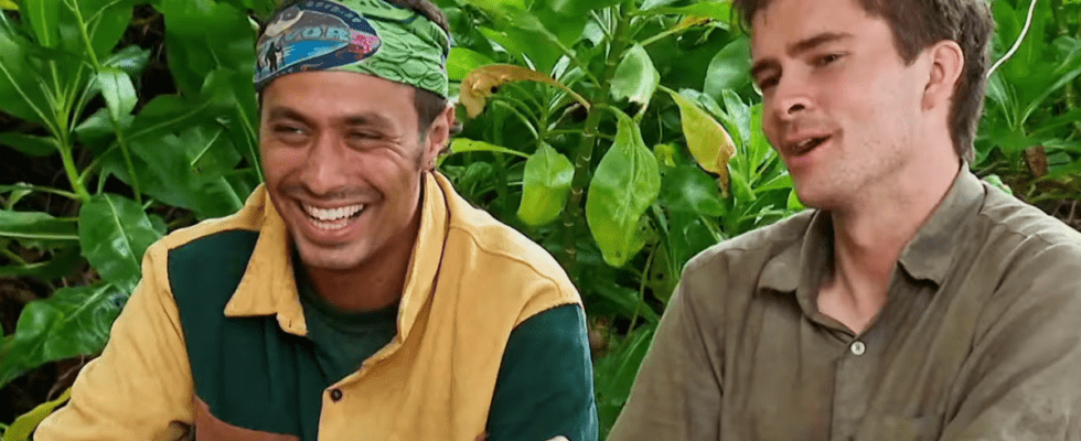 Ben And Charlie laugh while trying to name songs by their favorite artists on Survivor.
