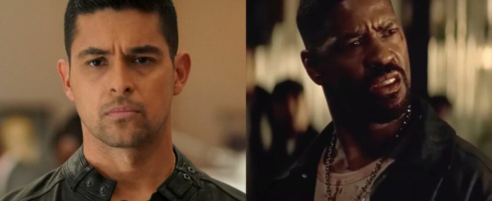 Nick Torres looks forward on NCIS, and Alonzo Harris addresses gang members in Training Day