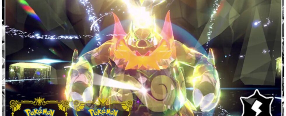 Electric Tera type Emboar in a 7-Star Tera raid in Pokemon Scarlet and Violet