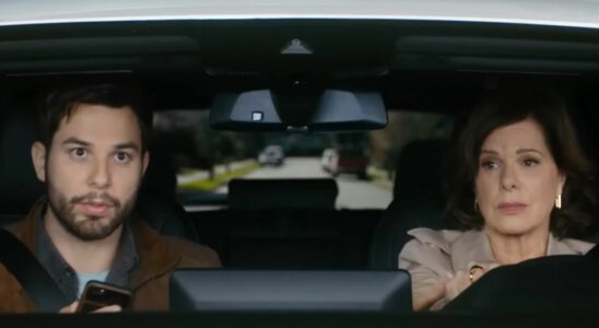 Season 1 So Help Me Todd scene with Skyler Astin and Marcia Gay Harden driving in a car.