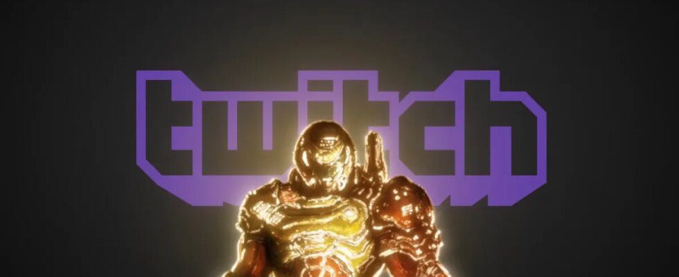 The Twitch logo with the Doom Slayer in front of it.