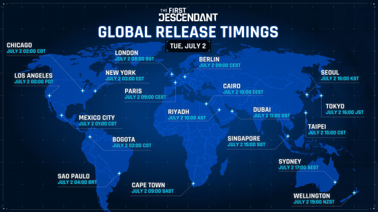 La carte complète des heures de sortie de The First Descendant.
