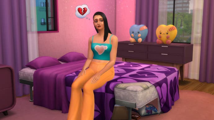 Un Sim avec de l'eye-liner qui coule a l'air navré dans le pack d'extension Les Sims 4 Lovestruck
