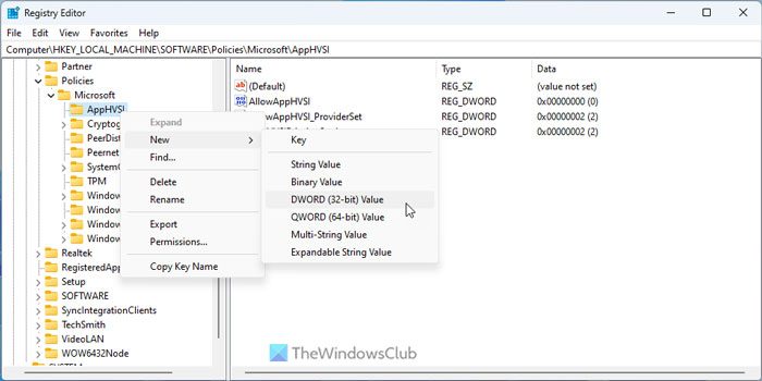 Configurer les paramètres de Microsoft Defender Application Guard à l'aide de REGEDIT