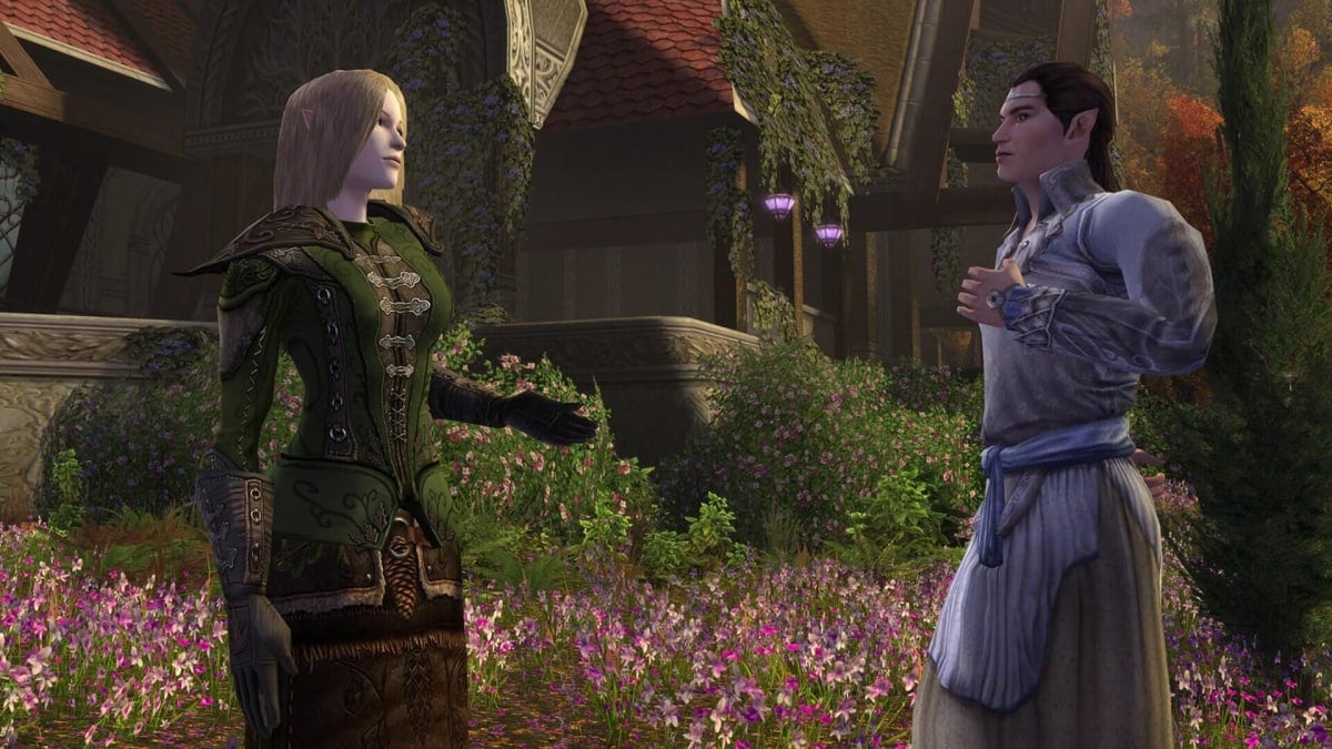 Deux elfes se parlent dans Le Seigneur des Anneaux Online de Daybreak